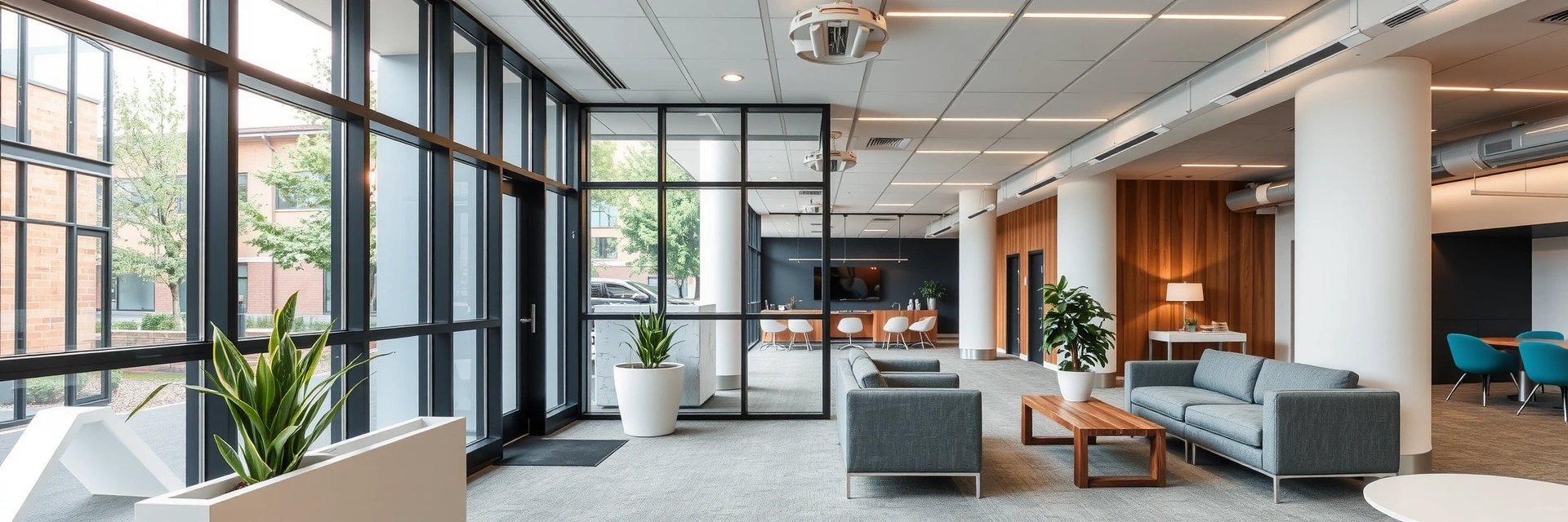 A welcoming and modern office space with natural light and comfortable seating, symbolizing open communication.