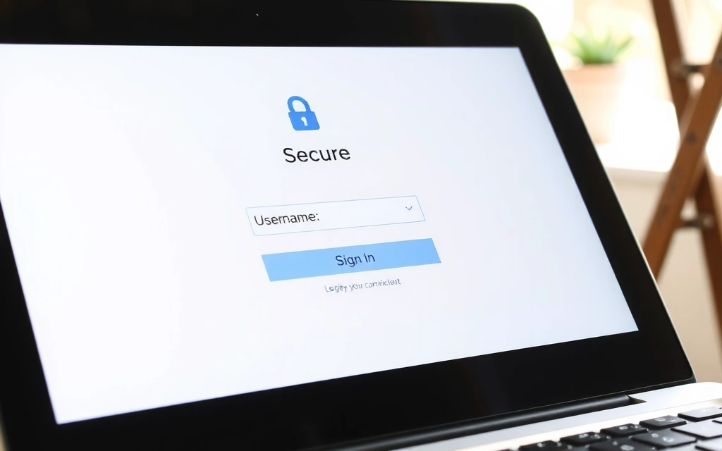 Secure login interface on a laptop screen